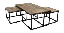 Salontafel - Mangohout/ijzer - Set Van 3
