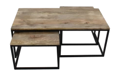 Salontafel - Mangohout/ijzer - Set Van 3 -Meubelserie Winkel de kisten koning 108175 3