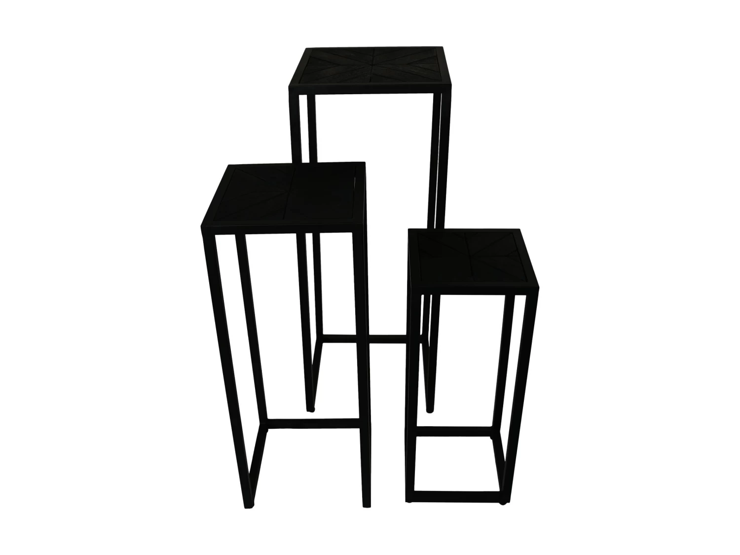 Plantenstandaard Verona - 35x35x90/30x30x75/25x25x60 - Zwart- Mangohout/ijzer 4 Plantenstandaard Verona - 35x35x90/30x30x75/25x25x60 - Zwart- Mangohout/ijzer - Afbeelding 2