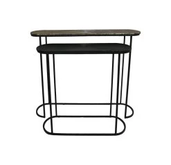 Console Tafel Fletcher - 96x30x78/72x30x69 - Zwart/goud - Set Van 2