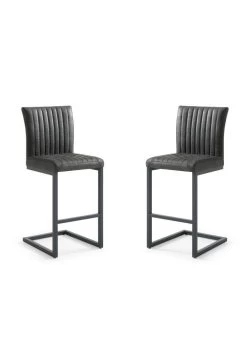 Barkruk Texas Set Van 2 - Donker Grijs - Yachtleder/metaal - 48x55x112 Cm