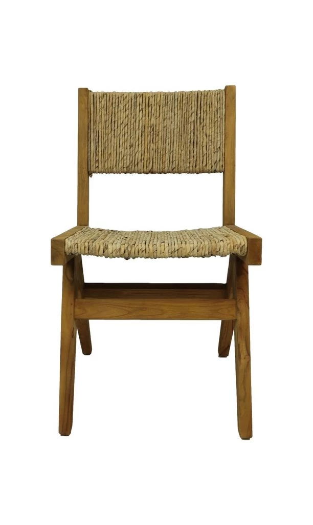 Eetkamer Stoel - Naturel - Teak/bananenblad - 45x48x80 Cm 3 Eetkamer Stoel - Naturel - Teak/bananenblad - 45x48x80 Cm