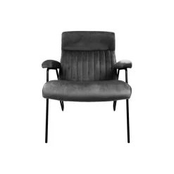 Fauteuil Chicago - Donkergrijs/zwart - Velours/metaal - 95x69x88 Cm 8 Fauteuil Chicago - Donkergrijs/zwart - Velours/metaal - 95x69x88 Cm -Meubelserie Winkel de kisten koning 108255 2