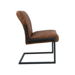 Eetkamerstoel Texas Set Van 2 - Cognac - Yachtleder/metaal - 55x50x85 Cm -Meubelserie Winkel de kisten koning 108259 3