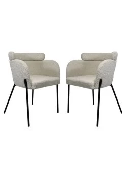 Eetkamerstoel Luca - Wit - Stof/metaal - Set Van 2