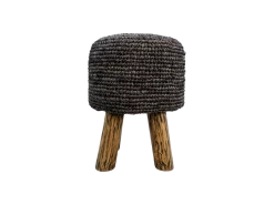 Kruk Malibu - Black Wash - Raffia - ø34 Cm