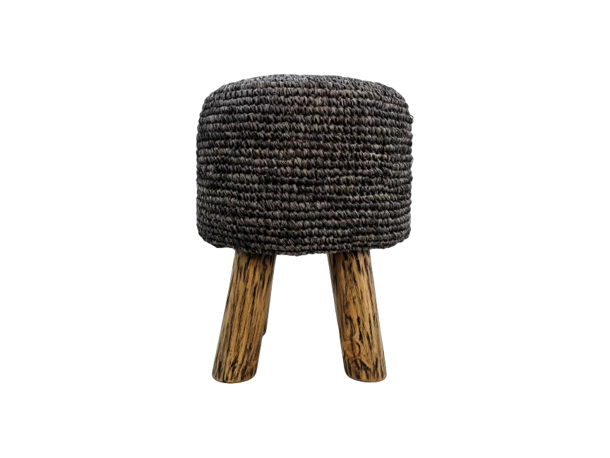 Kruk Malibu - Black Wash - Raffia - ø34 Cm 3 Kruk Malibu - Black Wash - Raffia - ø34 Cm