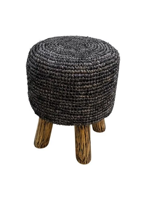 Kruk Malibu - Black Wash - Raffia - ø34 Cm 5 Kruk Malibu - Black Wash - Raffia - ø34 Cm - Afbeelding 3