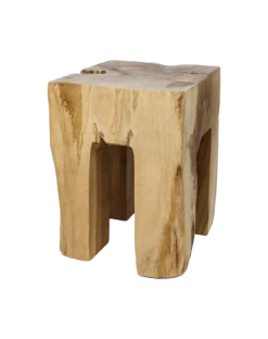 Kruk 4 Leg - Blank - Teak - 28x28x40 Cm