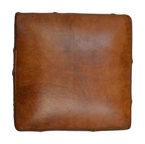 Kruk Patchwork - Leder - Vintage Cognac - 33x33 Cm 5 Kruk Patchwork - Leder - Vintage Cognac - 33x33 Cm - Afbeelding 3