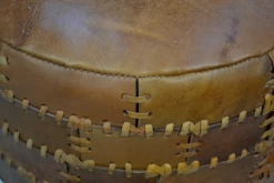 Kruk Patchwork - Leder - Vintage Cognac - ø33 Cm -Meubelserie Winkel de kisten koning 108289 4