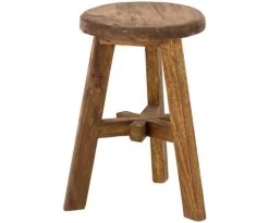 Kruk - Antiek Bruin - Munggur - ø30/35x50 Cm