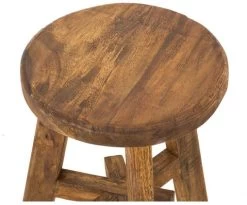 Kruk - Antiek Bruin - Munggur - ø30/35x50 Cm -Meubelserie Winkel de kisten koning 108292 3