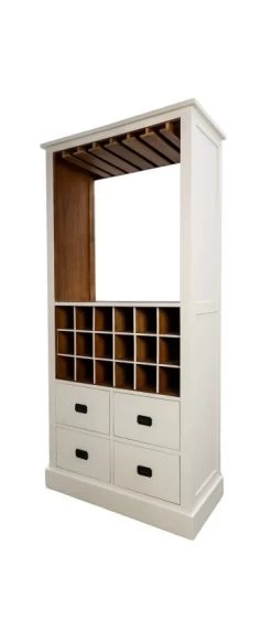 Wijnkast - Wit/naturel - Mix Hout - 84x40x177 Cm -Meubelserie Winkel de kisten koning 108324 3