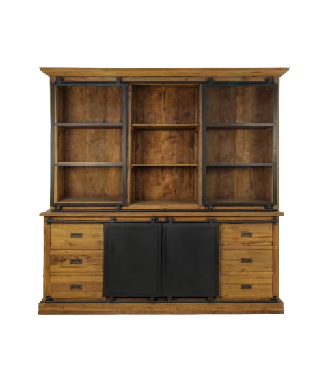 Vitrinekast Blackburn - Reclaimed Teak/ijzer- 220 Cm 3 Vitrinekast Blackburn - Reclaimed Teak/ijzer- 220 Cm