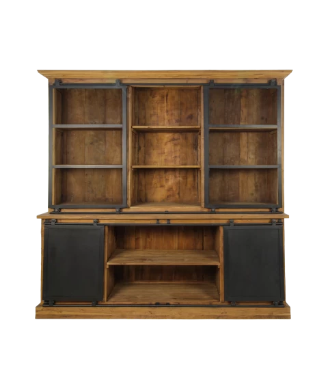 Vitrinekast Blackburn - Reclaimed Teak/ijzer- 220 Cm 4 Vitrinekast Blackburn - Reclaimed Teak/ijzer- 220 Cm - Afbeelding 2