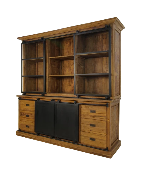 Vitrinekast Blackburn - Reclaimed Teak/ijzer- 220 Cm 5 Vitrinekast Blackburn - Reclaimed Teak/ijzer- 220 Cm - Afbeelding 3