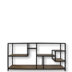 Open Vakkenkast Levels - Mangohout/metaal - 160x38x80 Cm