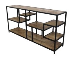 Open Vakkenkast Levels - Mangohout/metaal - 160x38x80 Cm -Meubelserie Winkel de kisten koning 108328 3