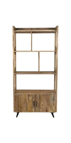 Wandkast 5 Vakken - Mangohout/metaal - 95x40x200 Cm