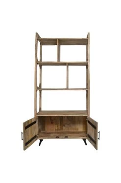 Wandkast 5 Vakken - Mangohout/metaal - 95x40x200 Cm -Meubelserie Winkel de kisten koning 108334 3