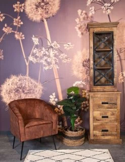 Vitrinekast Melbourne - Mangohout/metaal - 95x45x195 Cm -Meubelserie Winkel de kisten koning 108335 5