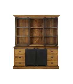 Vitrinekast Blackburn - Reclaimed Teak/ijzer- 180 Cm