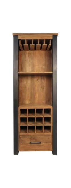 Wijnkast Atlanta - Rustiek Oud Teak/metaal