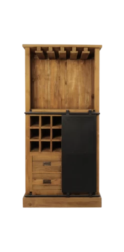 Wijnkast Blackburn - Reclaimed Teak - 84x177 Cm