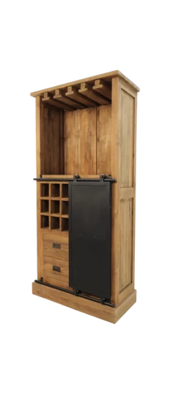 Wijnkast Blackburn - Reclaimed Teak - 84x177 Cm -Meubelserie Winkel de kisten koning 108345 3