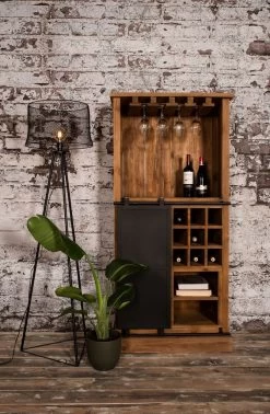 Wijnkast Blackburn - Reclaimed Teak - 84x177 Cm -Meubelserie Winkel de kisten koning 108345 5