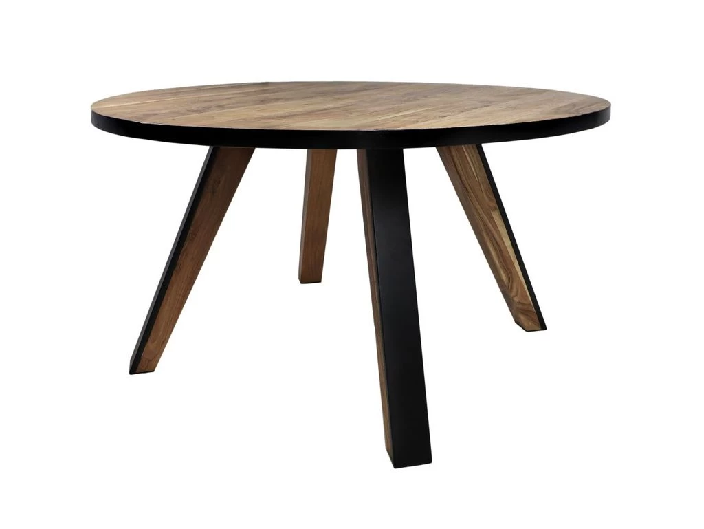 Ronde Eettafel Milano - Acaciahout/metaal - ø140x76 Cm 3 Ronde Eettafel Milano - Acaciahout/metaal - ø140x76 Cm