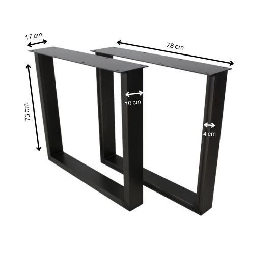 Tafelpoten - U-model - Gepoedercoat Zwart Metaal - Set Van 2 - 78x72 Cm 7 Tafelpoten - U-model - Gepoedercoat Zwart Metaal - Set Van 2 - 78x72 Cm - Afbeelding 5