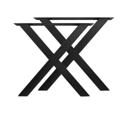 Tafelpoten - X-model - Gepoedercoat Zwart Metaal - Set Van 2 - 80x72 Cm