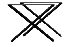 Tafelpoten - X-model - Gepoedercoat Zwart Metaal - Set Van 2 - 70x72 Cm