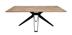 Eettafel Zurich Rechthoekig - Veneto Tafelpoten - Acaciahout/metaal - 180x90x77 Cm