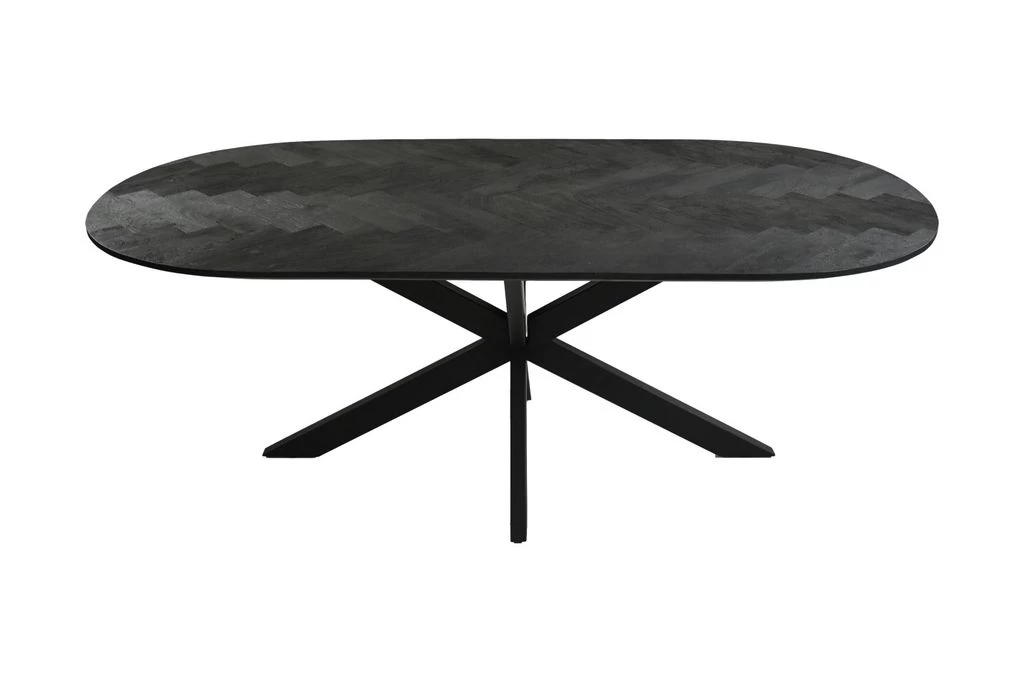 Eettafel Verona Elips - Zwart - Mangohout/ijzer - 220x110x75 Cm 3 Eettafel Verona Elips - Zwart - Mangohout/ijzer - 220x110x75 Cm