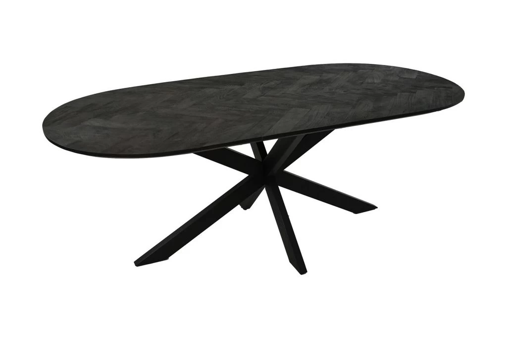 Eettafel Verona Elips - Zwart - Mangohout/ijzer - 220x110x75 Cm 5 Eettafel Verona Elips - Zwart - Mangohout/ijzer - 220x110x75 Cm - Afbeelding 3
