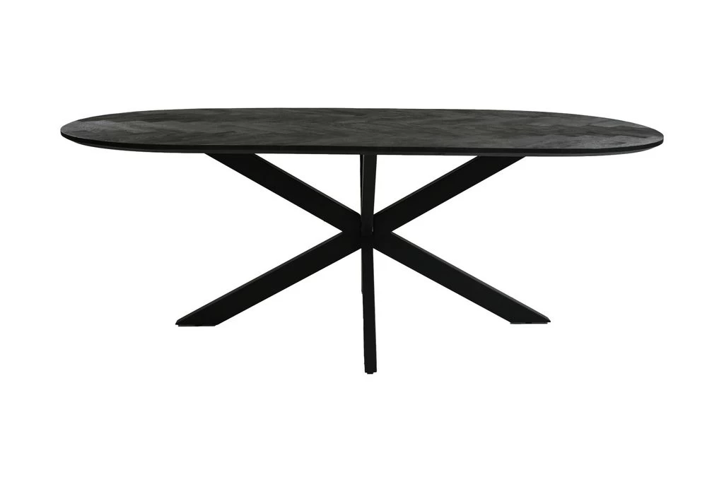 Eettafel Verona Elips - Zwart - Mangohout/ijze R- 200x100x75 Cm 4 Eettafel Verona Elips - Zwart - Mangohout/ijze R- 200x100x75 Cm - Afbeelding 2