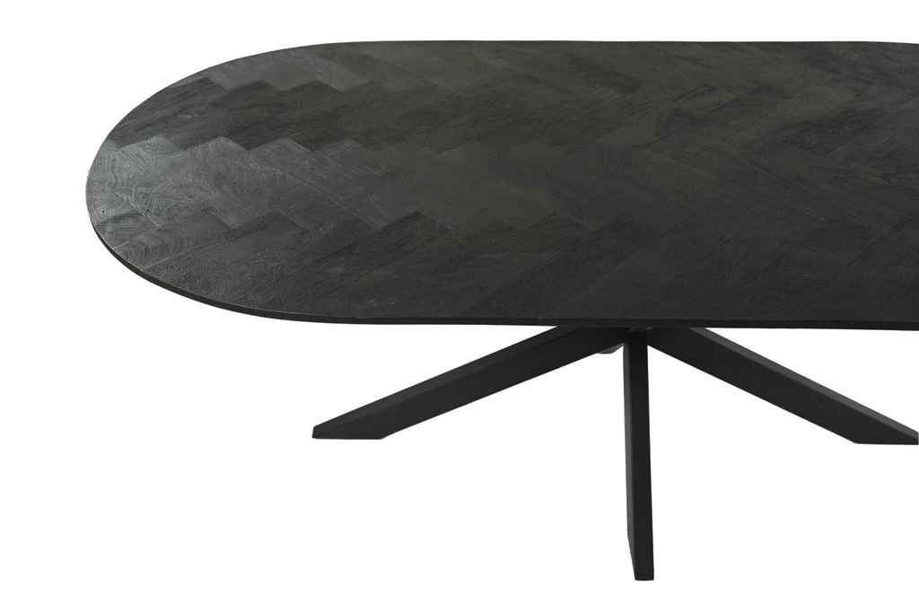 Eettafel Verona Elips - Zwart - Mangohout/ijze R- 200x100x75 Cm 6 Eettafel Verona Elips - Zwart - Mangohout/ijze R- 200x100x75 Cm - Afbeelding 4