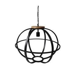 Hanglamp Michigan - Zwart - Ijzer/hout - ø58x45 Cm
