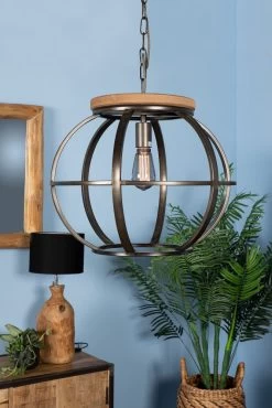 Hanglamp Michigan - Zwart - Ijzer/hout - ø58x45 Cm -Meubelserie Winkel de kisten koning 108581 4