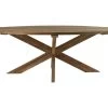 Eettafel Tuin Ovaal Met Kruispoot - Naturel - Oud Teakhout - 220x110x76 Cm