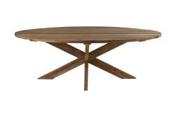 Eettafel Tuin Ovaal Met Kruispoot - Naturel - Oud Teakhout - 220x110x76 Cm -Meubelserie Winkel de kisten koning 108622 2