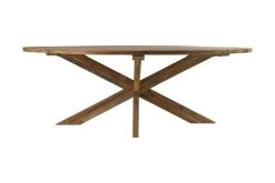 Eettafel Tuin Ovaal Met Kruispoot - Naturel - Oud Teakhout - 220x110x76 Cm -Meubelserie Winkel de kisten koning 108622 3