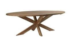 Eettafel Tuin Ovaal Met Kruispoot - Naturel - Oud Teakhout - 220x110x76 Cm -Meubelserie Winkel de kisten koning 108622 4