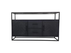 Dressoir Verona - Zwart - Mangohout/Metaal - 140x40x85 Cm