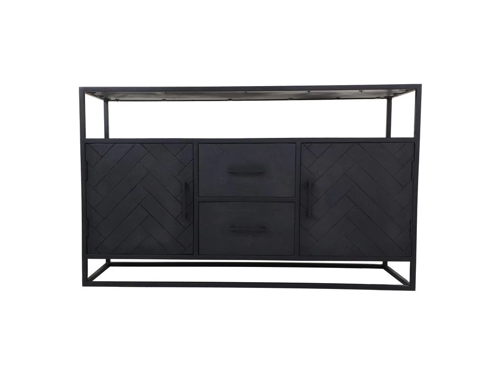 Dressoir Verona - Zwart - Mangohout/Metaal - 140x40x85 Cm 3 Dressoir Verona - Zwart - Mangohout/Metaal - 140x40x85 Cm