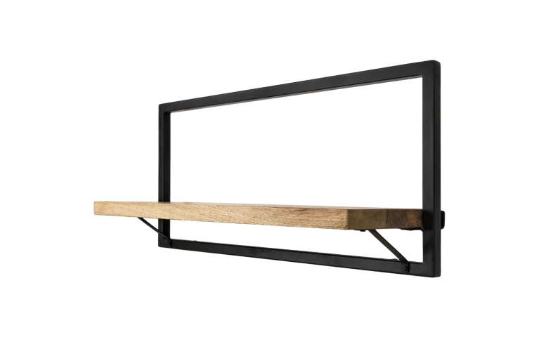 Wandplank Levels - Mangohout/ijzer - 70x32 Cm 4 Wandplank Levels - Mangohout/ijzer - 70x32 Cm - Afbeelding 2