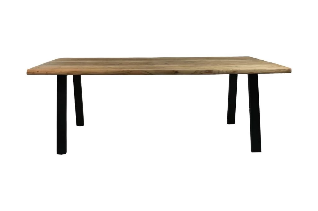 Eettafel Semi Oud Teakhout - Naturel/zwart - Teak/metaal - 200x100x76 Cm 3 Eettafel Semi Oud Teakhout - Naturel/zwart - Teak/metaal - 200x100x76 Cm